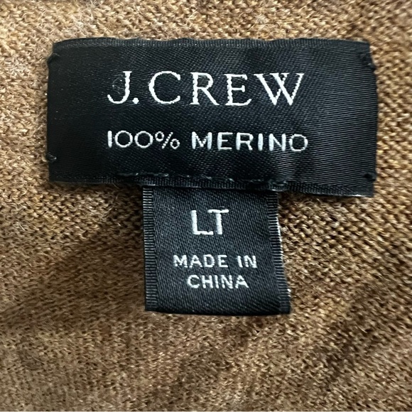 J. Crew Sweater Men's Large Tall Camel Brown 100% Merino Wool Preppy Old Money - Picture 6 of 9